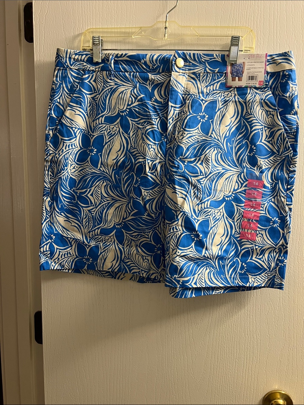 Women's Blue Floral Board Shorts with White Accents